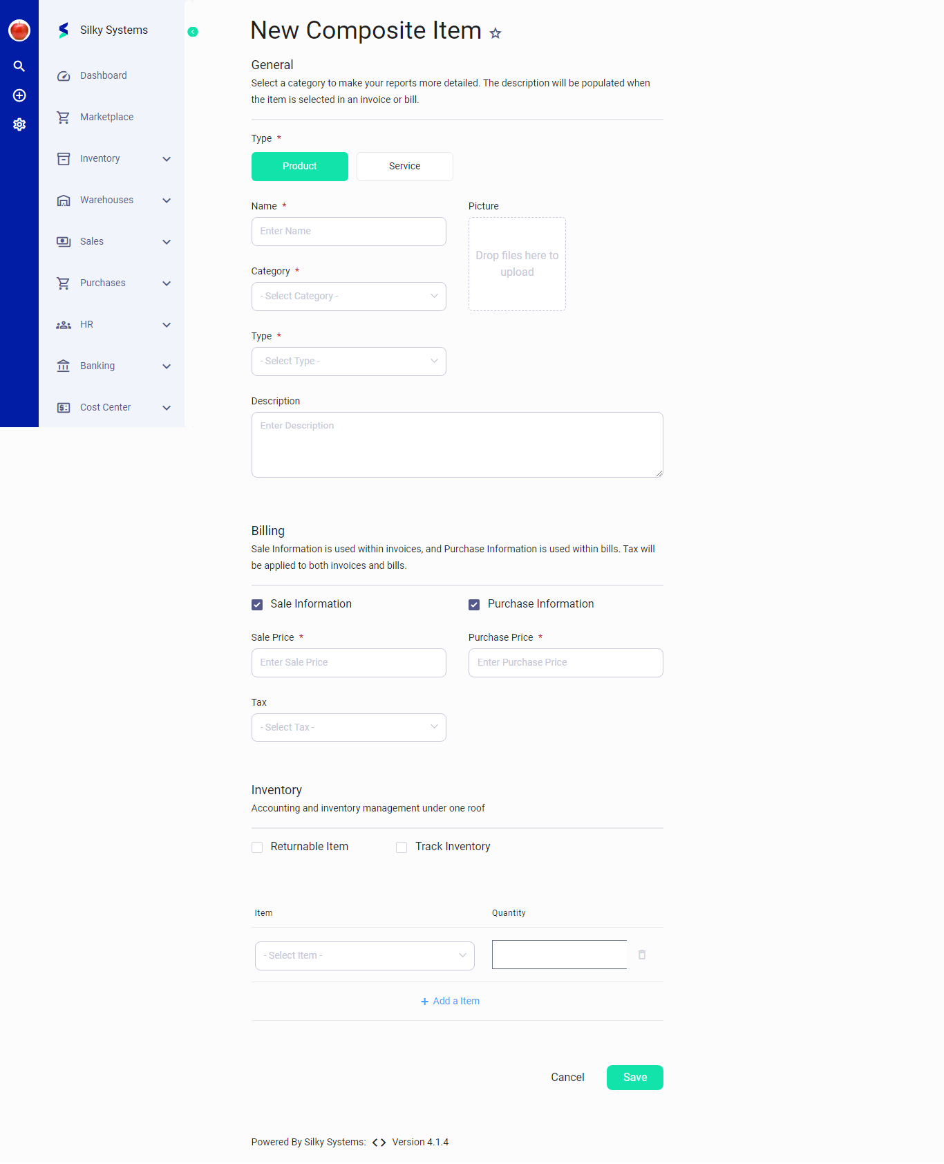نموذج إنشاء عنصر مركب جديد