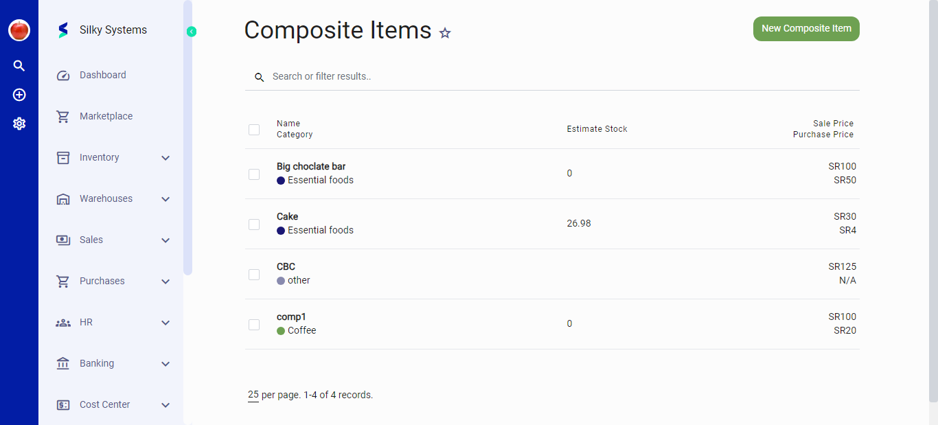 Composite Items List