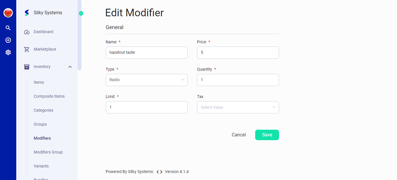 Edit Modifier Form