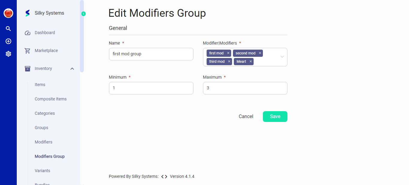 Edit Modifiers Group